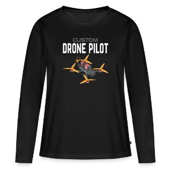 Pilote de drone personnalisé - T-shirt manches longues Premium bio Femme - noir - Devant - Julia (174cm)