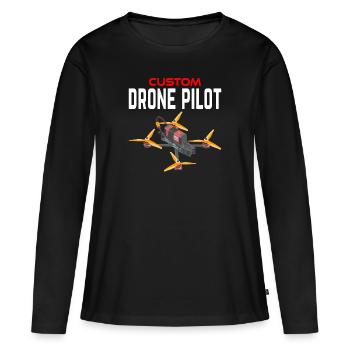 Pilote de drone personnalisé - T-shirt manches longues Premium bio Femme - noir - Devant - Julia (174cm)
