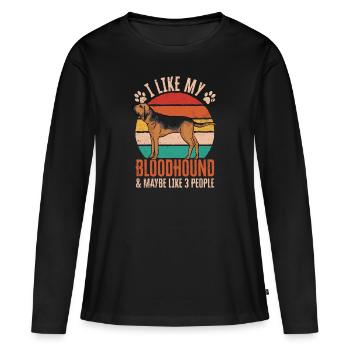 Bloodhound Hund Bluthund - Frauen Premium Bio Langarmshirt - Schwarz - Vorne - Julia (174cm)