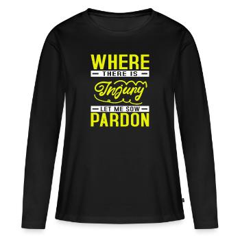 LÀ OÙ IL Y A LAISSEZ-MOI SEMER LE PARDON - T-shirt manches longues Premium bio Femme - noir - Devant - Julia (174cm)