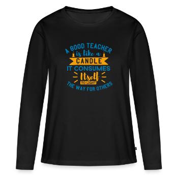 EINE GUTE LEHRERKERZE ES VERBRAUCHT ESSELL - Frauen Premium Bio Langarmshirt - Schwarz - Vorne - Julia (174cm)