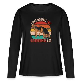Bloodhound Hund Bluthund - Frauen Premium Bio Langarmshirt - Schwarz - Vorne - Julia (174cm)
