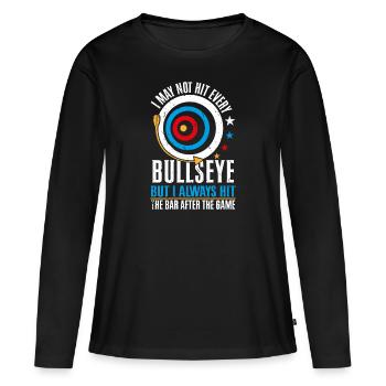 I may not hit every bullseye - Frauen Premium Bio Langarmshirt - Schwarz - Vorne - Julia (174cm)