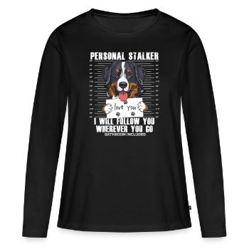 Bouvier Bernois Stalker Dessin Animé T-shirt - T-shirt manches longues Premium bio Femme - noir - Devant - Julia (174cm)