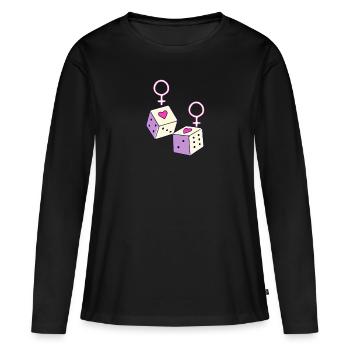 LGBTQ+ Liebe Lesbian Lesbisch Würfel Pride - Frauen Premium Bio Langarmshirt - Schwarz - Vorne - Julia (174cm)
