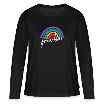 LGBTQ+ Regenbogen Freedom Lesbian Gay Pride - Frauen Premium Bio Langarmshirt - Schwarz - Vorne - Julia (174cm)