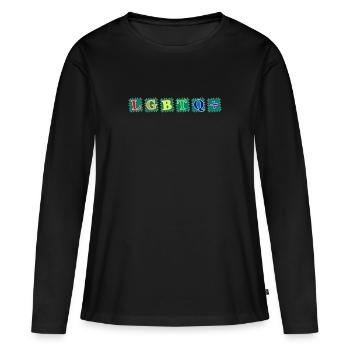 LGBTQ+ Regenbogen Freedom Lesbian Gay Pride - Frauen Premium Bio Langarmshirt - Schwarz - Vorne - Julia (174cm)