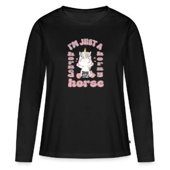 Je ne suis qu’une licorne cornue - T-shirt manches longues Premium bio Femme - noir - Devant - Julia (174cm)