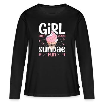 Girl Just Wanna Have Sundae Fun Dessert Popsicle - Frauen Premium Bio Langarmshirt - Schwarz - Vorne - Julia (174cm)
