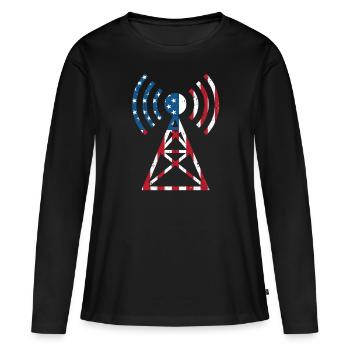 Mon antenne est plus grande que la vôtre - T-shirt manches longues Premium bio Femme - noir - Devant - Julia (174cm)