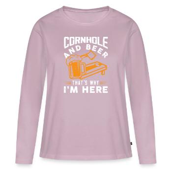 Cornhole and Beer That's Why I'm Here - Women's Premium Organic Long Sleeve Shirt - dusky pink - Front - Julia (174cm)