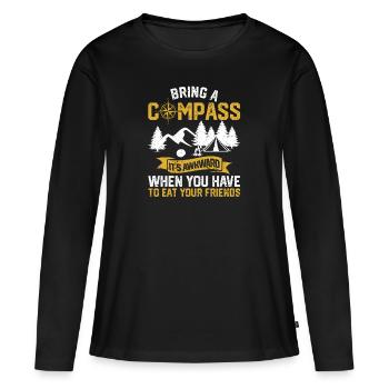 Apportez une boussole C’est embarrassant - T-shirt manches longues Premium bio Femme - noir - Devant - Julia (174cm)