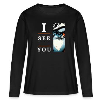I see you geheimnissvolles Comic-Auge, feminin, - Frauen Premium Bio Langarmshirt - Schwarz - Vorne - Julia (174cm)