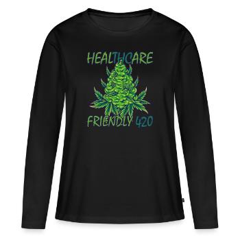 MARIHUANA SMOKE 420 CANNABIS WEED HANF DESIGN - Frauen Premium Bio Langarmshirt - Schwarz - Vorne - Julia (174cm)