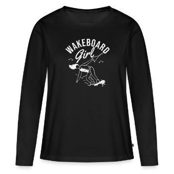 Wakeboard Fille Wakeboard Vintage Funny Wake - T-shirt manches longues Premium bio Femme - noir - Devant - Julia (174cm)