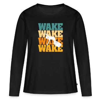 Retro Wakeboard Vintage Wake Boarding Sports nautiques - T-shirt manches longues Premium bio Femme - noir - Devant - Julia (174cm)