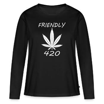MARIHUANA SMOKE 420 CANNABIS WEED HANF DESIGN - Frauen Premium Bio Langarmshirt - Schwarz - Vorne - Julia (174cm)