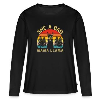 Elle A Bad Llama Mothers Day - T-shirt manches longues Premium bio Femme - noir - Devant - Julia (174cm)
