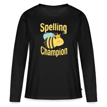 Champion de concours d’orthographe - T-shirt manches longues Premium bio Femme - noir - Devant - Julia (174cm)