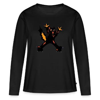 Crazy Cat Lady - T-shirt manches longues Premium bio Femme - noir - Devant - Julia (174cm)