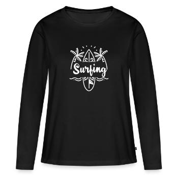 Surfing Surfboard Surfer Idée cadeau - T-shirt manches longues Premium bio Femme - noir - Devant - Julia (174cm)