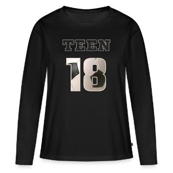 Fussball TEEN 18 Soccer - Frauen Premium Bio Langarmshirt - Schwarz - Vorne - Julia (174cm)