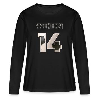 Fussball TEEN 14 Soccer - Frauen Premium Bio Langarmshirt - Schwarz - Vorne - Julia (174cm)