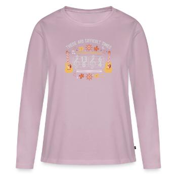 These Are Difficult Times Funny Music Pun - Women's Premium Organic Long Sleeve Shirt - dusky pink - Front - Julia (174cm)