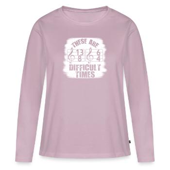 Ce sont des temps difficiles jeu de mots amusant - T-shirt manches longues Premium bio Femme - rose poudré - Devant - Julia (174cm)