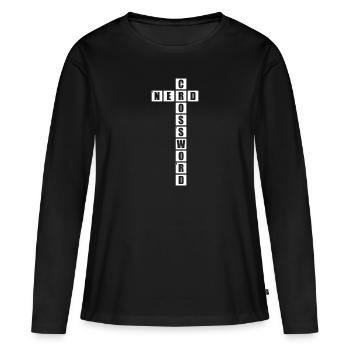 Mots croisés - T-shirt manches longues Premium bio Femme - noir - Devant - Julia (174cm)