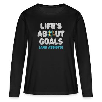 La vie est faite de buts et de passes décisives Football de futbol - T-shirt manches longues Premium bio Femme - noir - Devant - Julia (174cm)