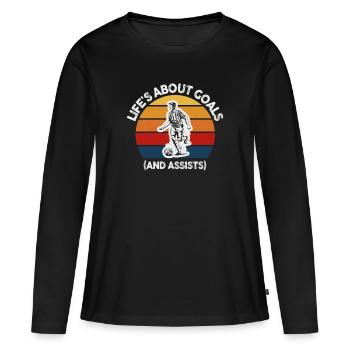 La vie est faite de buts et de passes décisives Football de futbol - T-shirt manches longues Premium bio Femme - noir - Devant - Julia (174cm)