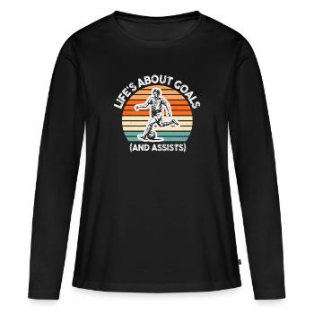 La vie est faite de buts et de passes décisives Football de futbol - T-shirt manches longues Premium bio Femme - noir - Devant - Julia (174cm)