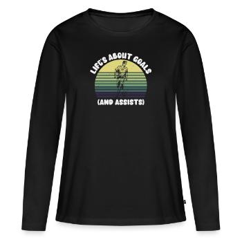 La vie est faite de buts et de passes décisives Football de futbol - T-shirt manches longues Premium bio Femme - noir - Devant - Julia (174cm)