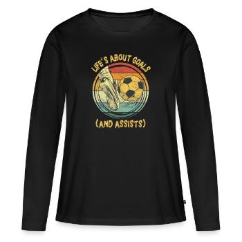 La vie est faite de buts et de passes décisives Football de futbol - T-shirt manches longues Premium bio Femme - noir - Devant - Julia (174cm)