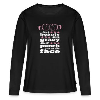 Women Boxing Idea Shell Punch You In The Face - Frauen Premium Bio Langarmshirt - Schwarz - Vorne - Julia (174cm)