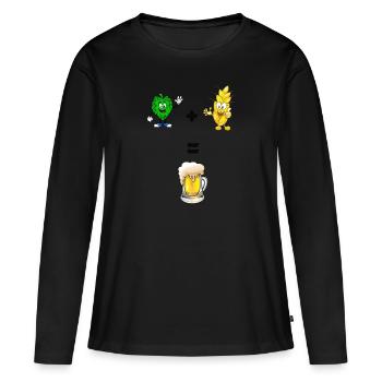 Bière d’orge et de houblon - T-shirt manches longues Premium bio Femme - noir - Devant - Julia (174cm)