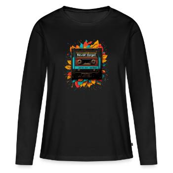 Never forget 90s gift - Frauen Premium Bio Langarmshirt - Schwarz - Vorne - Julia (174cm)