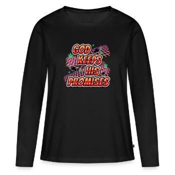 Dieu tient ses promesses - T-shirt manches longues Premium bio Femme - noir - Devant - Julia (174cm)