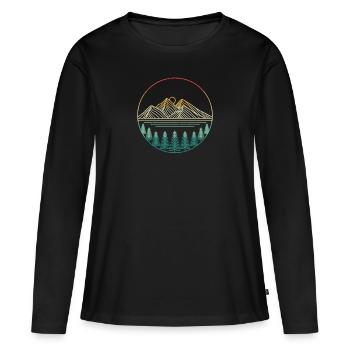 Berg Wald Camping Geocaching Wandern Jagen Outdoor - Frauen Premium Bio Langarmshirt - Schwarz - Vorne - Julia (174cm)