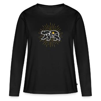 Erforschen Bär Gelbe Sonne Natur Lustig Geocaching - Frauen Premium Bio Langarmshirt - Schwarz - Vorne - Julia (174cm)