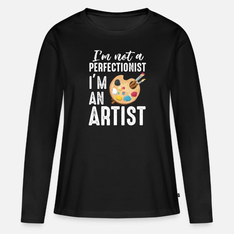 Ich bin kein Perfektionist, ich bin ein Künstler - Frauen Premium Bio Langarmshirt - Schwarz