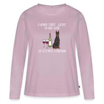 Doberman Pinscher Dog Dobie - Women's Premium Organic Long Sleeve Shirt - dusky pink - Front - Julia (174cm)