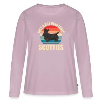 Terrier écossais Scottie Chien - T-shirt manches longues Premium bio Femme - rose poudré - Devant - Julia (174cm)