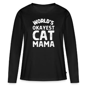 Le chat le plus correct du monde maman - T-shirt manches longues Premium bio Femme - noir - Devant - Julia (174cm)