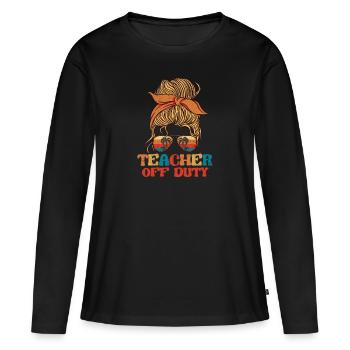Professeur hors service Lunettes de soleil drôles Plage Bains de soleil - T-shirt manches longues Premium bio Femme - noir - Devant - Julia (174cm)