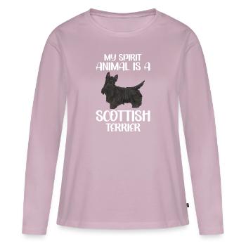 Terrier écossais Scottie Chien - T-shirt manches longues Premium bio Femme - rose poudré - Devant - Julia (174cm)