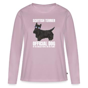 Terrier écossais Scottie Chien - T-shirt manches longues Premium bio Femme - rose poudré - Devant - Julia (174cm)
