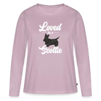Terrier écossais Scottie Chien - T-shirt manches longues Premium bio Femme - rose poudré - Devant - Julia (174cm)