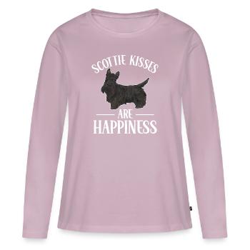 Terrier écossais Scottie Chien - T-shirt manches longues Premium bio Femme - rose poudré - Devant - Julia (174cm)